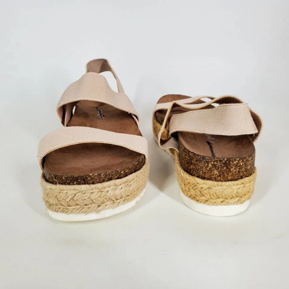Madden Girl Shoes Womens Cybell Beige 7 Slingback Sandal Espadrille Stretch Chic